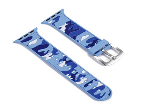 迷彩藍色矽膠（jiāo）表帶