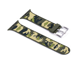 廠家定製適用於蘋果軍綠（lǜ）色迷彩矽膠表帶watch單色矽膠iwatch1/2/3/4代通用表帶現貨